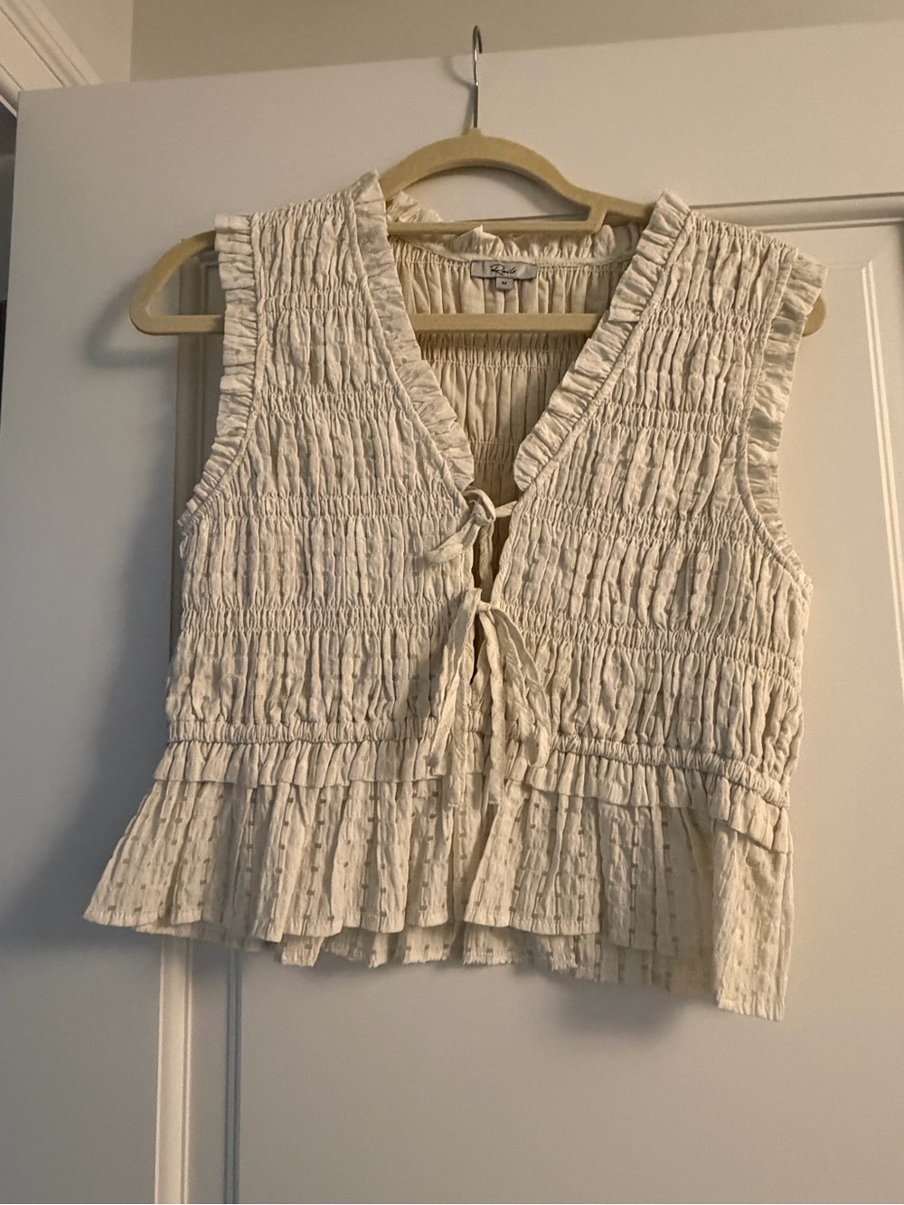 Rails Cream Smocked Tie-Front Camisole